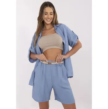 Dámské kraťasy Stylové modré šortky s vysokým pasem MI-