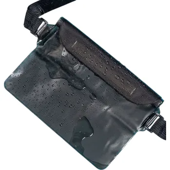 Vodácký pytel Vodotěsný 3vrstvý plavecký vak 22 x 18 cm Ochranný obal na mobil a cennosti Uzavíratelný vak na zip Plážový vak do vody i deště černá