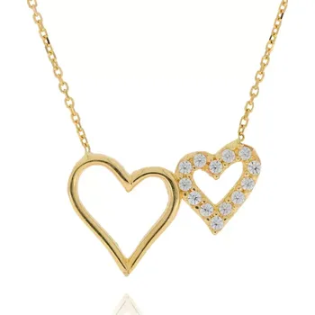 Náhrdelník Zlatý náhrdelník dvě srdce