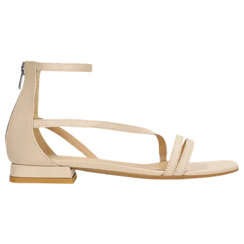 Dámské sandále Béžové Dámské Kožené Sandály Na Nízkém Podpatku Wojas 7622254 37