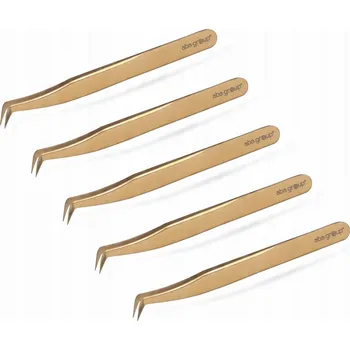 Kosmetická pinzeta Aba Group Pinzeta na řasy Volume zahnutá zlatá 11cm AD-3035 sada 5 ks