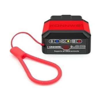 Bluetooth čtečka závad OBD2 s vypínačem pro Android a iOS 12V auta Diagnostika motoru ELM327 V1.5 Emisní test KONNWEI KW905 červená