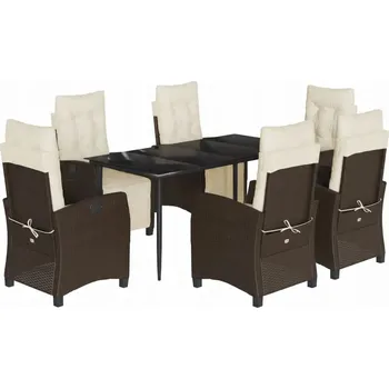 VidaXL 7dílná zahradní souprava s polstry, hnědá, PE ratan