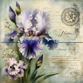 Látkový panel - Kosatec - KYT-311 Velikost: 25x25cm, Materiál: Kočárkovina