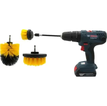 Pomůcka pro obuv a oblečení Sada kartáčových nástavců na vrtačku 3 ks + prodlužovací tyč 15 cm Ocel a PP Plochý a kulatý kartáč 5/8,8/10 cm Čištění povrchů