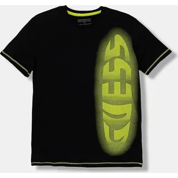 Chlapecké tričko Dětské bavlněné tričko Guess černá barva, s potiskem, L5YI03 K8HM4 L5YI03.K8HM4.9BYA 99X, vel. 136-146