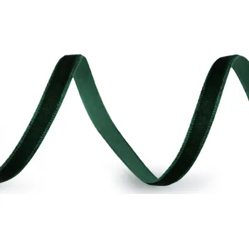 Stuha Sametová stuha šíře 7 mm zelená tmavá 45 m
