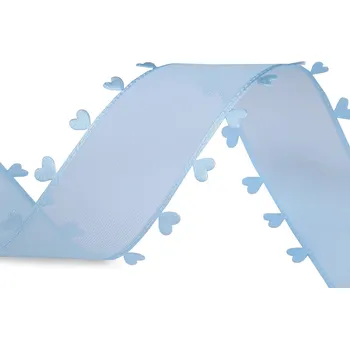 Stuha Stuha se srdíčky šíře 40 mm modrá světlá 18 m