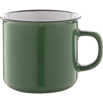 Retro hrnek Woodstock - Tmavě Zelená / Bílá