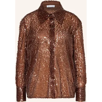 Dámská halenka Mrs & Hugs Dámská Košilová Halenka S Flitry, tmavě hnědá, 34