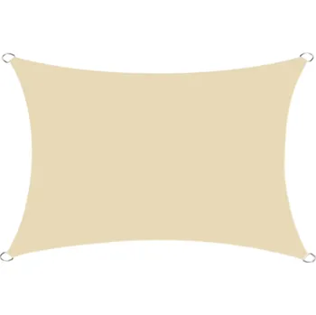 Zahradní stínící plachta 3x3 m Voděodolná UV clona proti dešti a slunci s kovovými oky a větrným lanem na terasu, pláž i piknik béžová