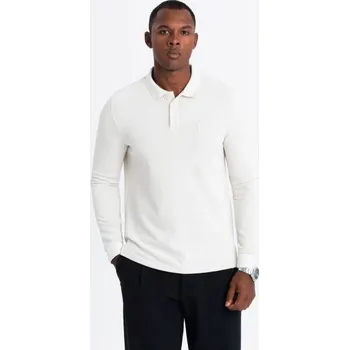 Ombre Clothing Pánská bílá polokošile s logem V2 POLS-0131