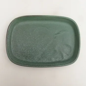 Květináč Keramická podmiska H25 - 20,5 x 14,5 x 1,5 cm - zelená