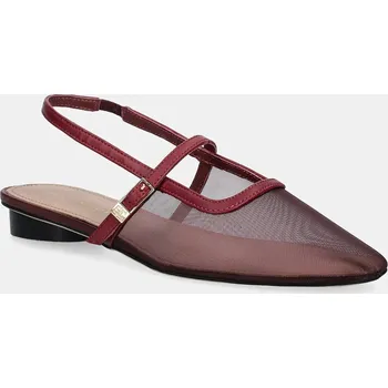 Dámské baleríny Baleríny Tommy Hilfiger MESH ROUND HEEL BALLERINA vínová barva, s odkrytou patou, FW0FW08962 83X, EUR 40