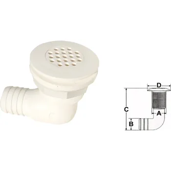 Člun NUTICHE Odtok ze sprchy nebo paluby 90°