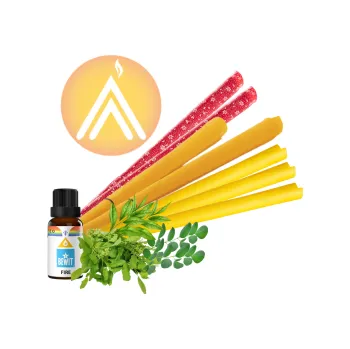 Letní balíček tělových a ušních svící – 5× Bewit Fire, 5× Tea Tree, 5× Eukalyptus, 3 páry ušních svící s tulsi.