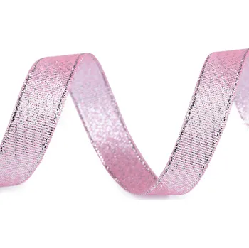 Stuha Brokátová stuha s lurexem šíře 15 mm vánoční Varianta: 4 C020 růžová sv., Balení: 225 m