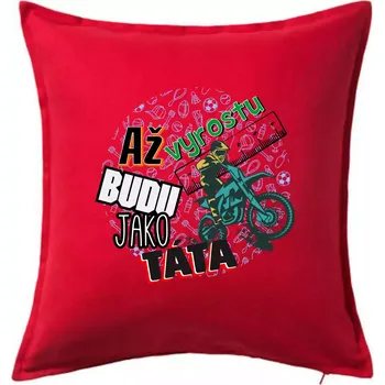 Polštář Až vyrostu budu jako táta - cross - Polštář 50x50 - 50x50 - Pouze potah ( Červená )
