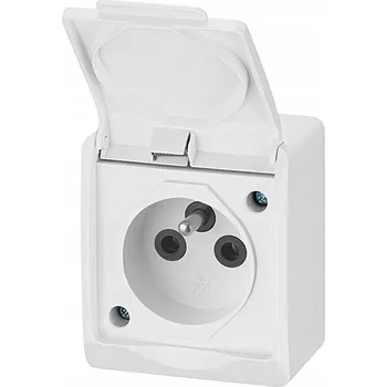 Elektrická zásuvka Hermes Hermetická zásuvka nástěnná jednoduchá s víčkem IP44 s/u bílá