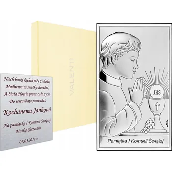 Obraz Stříbrný obrázek První Svaté Přijímání pro chlapce – památka s gravírováním