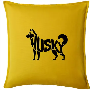 Polštář Husky nápis v těle - Polštář 50x50 - 50x50 - Pouze potah ( Žlutá )