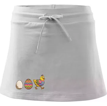 Dámská sukně Evoluce vajíčka - velikonoce - slepice - Sportovní sukně - two in one - L ( Bílá )