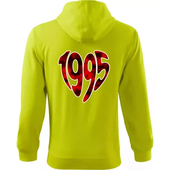Pánská mikina 1995 v srdci - Mikina s kapucí na zip trendy zipper - 2XL ( Limetková )