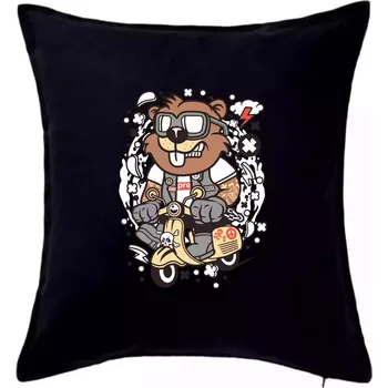 Polštář Sysel na skútru - Polštář 50x50 - 50x50 - Pouze potah ( Černá )