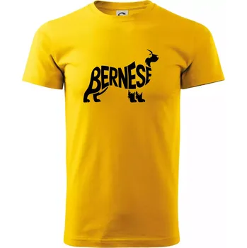 Pánské tričko Bernese Mountain Dog nápis v těle - Triko extra velké (5-8XL) - 6XL ( Žlutá )