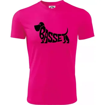 Basset nápis v těle - Dětské triko sportovní (dresovina) - 146 cm/10 let ( Neon Pink )