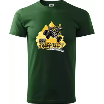 Pánské tričko ATV čtyřkolka desert adventure - Triko extra velké (5-8XL) - 8XL ( Lahvově zelená )