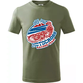 Chlapecké oblečení Motocross racing team - Tričko dětské bavlněné - 134 cm/8 let ( Khaki )