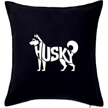 Polštář Husky nápis v těle - Polštář 50x50 - 50x50 - Pouze potah ( Černá )