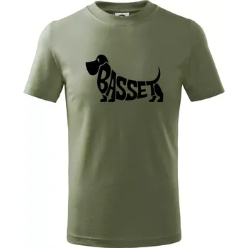 Chlapecké tričko Basset nápis v těle - Tričko dětské bavlněné - 134 cm/8 let ( Khaki )