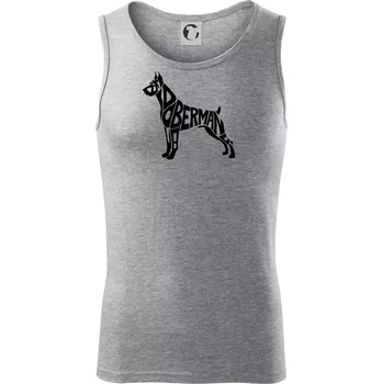 Doberman - nápis v tělě - Tílko pánské Core - L ( Tmavě šedý melír )