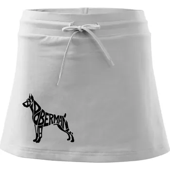 Dámská sukně Doberman - nápis v tělě - Sportovní sukně - two in one - XS ( Bílá )
