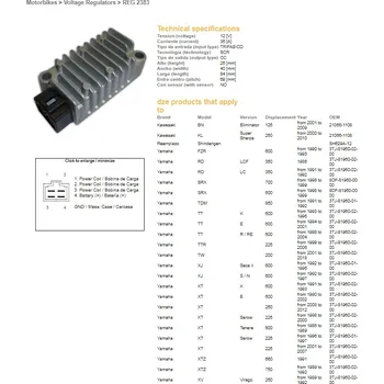 Elektroinstalace pro motocykl DZE regulátor napětí YAMAHA XT 225 SEROW 98-03; XT 250 08-12; XT 600E/K 91-02; XT 600Z TENERE 86-89; XTZ 750 SUPER TENERE 89-92; TT 600 93-04; TDM 850 91-92; SRX 600 98-99 (35A) (3TJ-81960-01-00) (3TJ-81960-02-00) (ESR080) (DZE regulátor napětí YAMAHA XT)