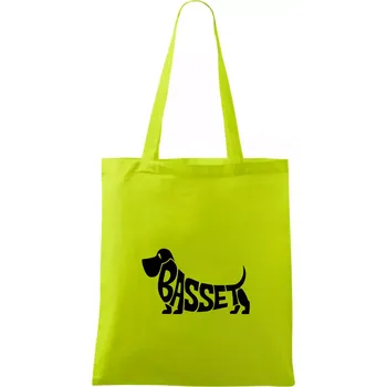 Basset nápis v těle - Taška bavlněná - 42 x 38 cm ( Limetková )