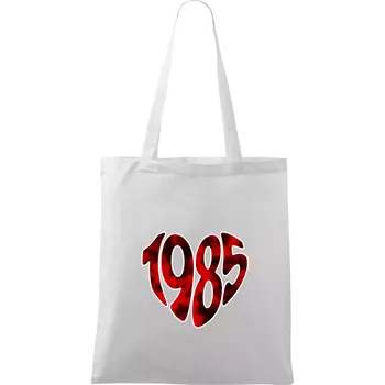 Nákupní taška 1985 v srdci - Taška bavlněná - 42 x 38 cm ( Bílá )