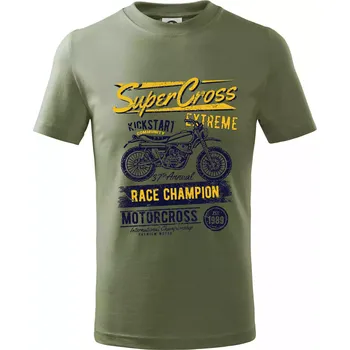 Chlapecké oblečení Super Cross - Tričko dětské bavlněné - 134 cm/8 let ( Khaki )