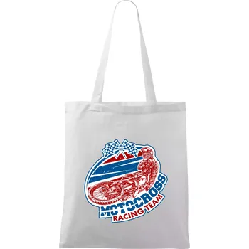 Nákupní taška Motocross racing team - Taška bavlněná - 42 x 38 cm ( Bílá )