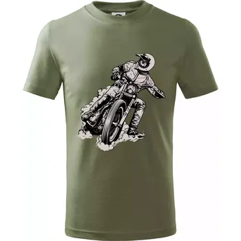 Chlapecké tričko Motorkář bokem - Tričko dětské bavlněné - 158 cm/12 let ( Khaki )