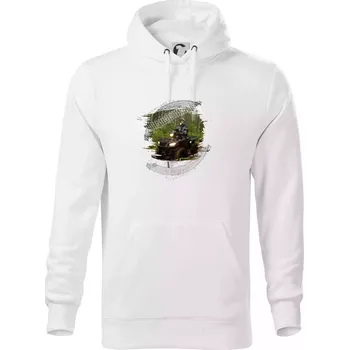 Pánská mikina ATV čtyřkolka v lese - Mikina pánská Cape s kapucí - 5XL ( Bílá )