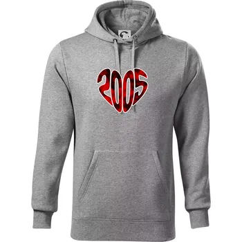 Pánská mikina 2005 v srdci - Mikina pánská Cape s kapucí - 5XL ( Tmavě šedý melír )