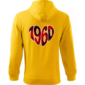 Pánská mikina 1960 v srdci - Mikina s kapucí na zip trendy zipper - XL ( Žlutá )