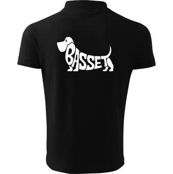 Pánská košile Basset nápis v těle - Polokošile pánská Pique Polo 203 - XL ( Černá )