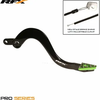 Nářadí na motocykly Páka zadní brzdy RFX Pro ST (černá/zelená) - Kawasaki KXF450 FXRB2020199GN