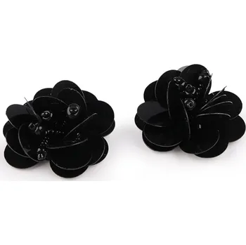 Výtvárné potřeby Flitrový květ s korálky Ø3,8 cm Varianta: 4 černá, Balení: 10 ks