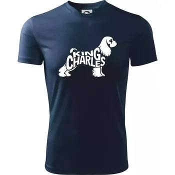 Kavalír king Charles španěl nápis v těle - Dětské triko sportovní (dresovina) - 134 cm/8 let ( Námořní modrá (velmi tmavá - téměř černá) )