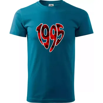 Pánské tričko 1995 v srdci - Klasické pánské triko vyšší gramáže - M ( Petrolejová )